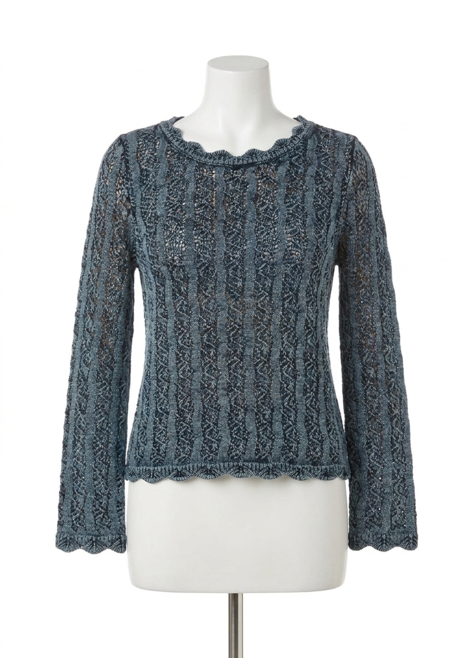 NEW FDJ open weave long sleeve sweater in indigo